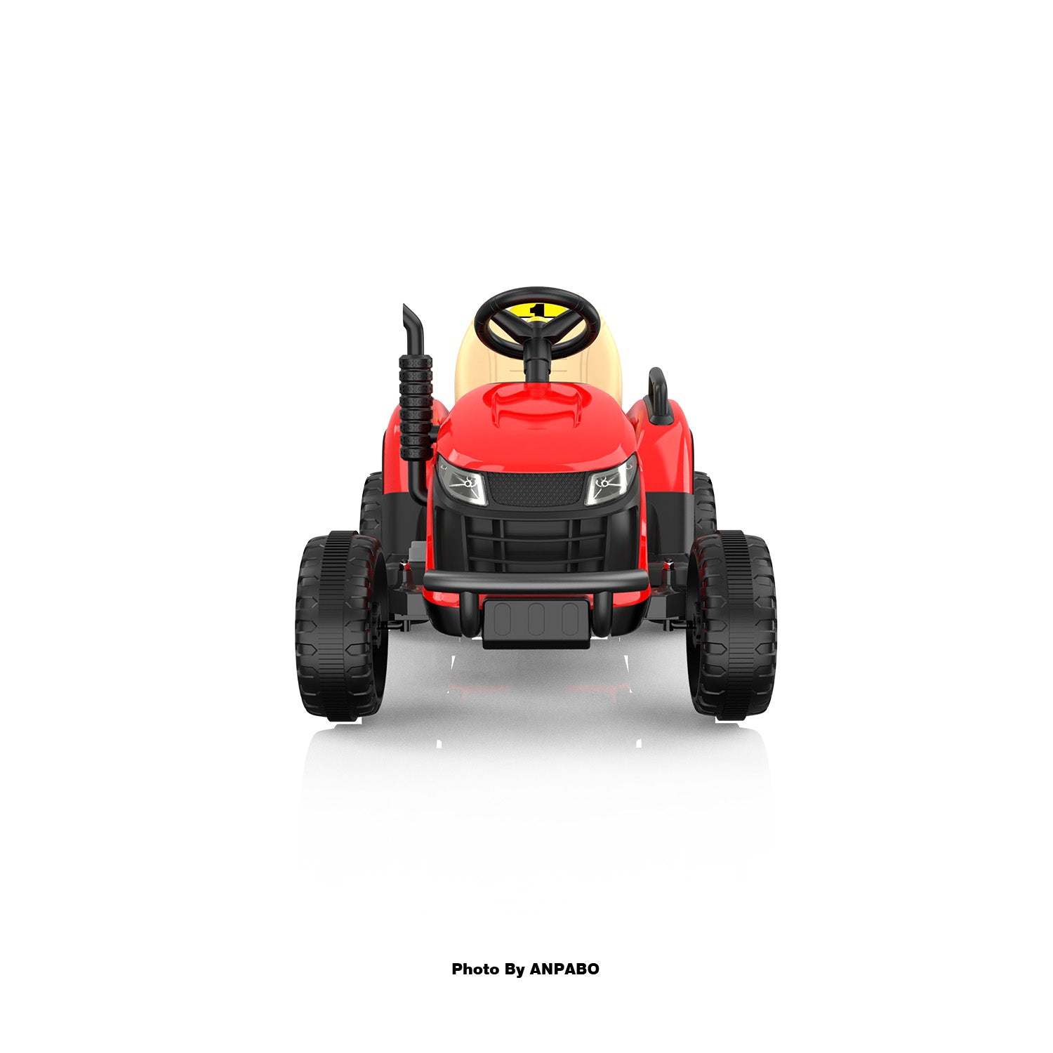 ANPABO 12V Kids Ride-On Tractor with Trailer-red