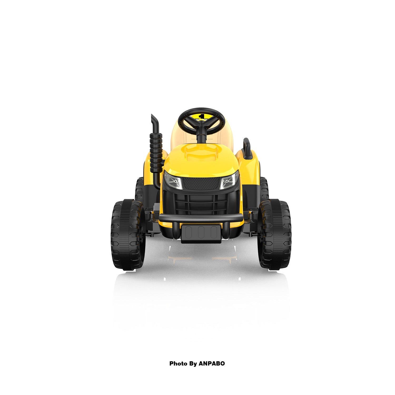ANPABO 12V Kids Ride-On Tractor with Trailer-yellow