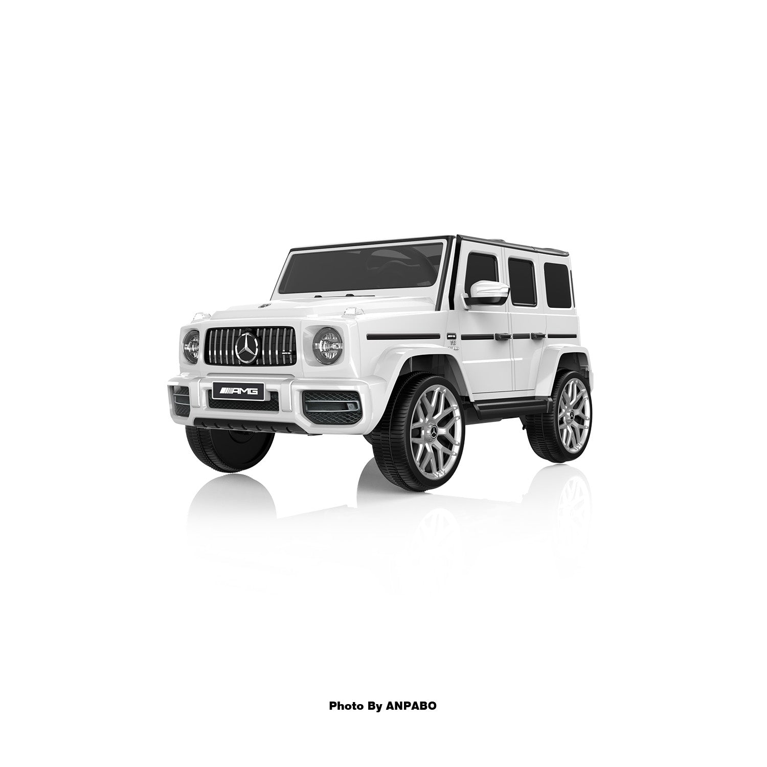 12V Licensed Mercedes-Benz G63 G-Wagon Ride-On: High Window, LED Lights & Music-white