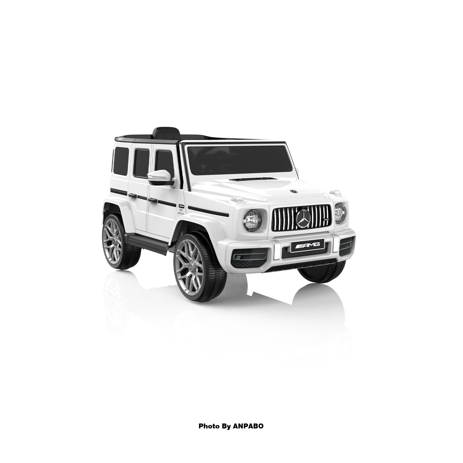 12V Licensed Mercedes-Benz G63 G-Wagon Ride-On: High Window, LED Lights & Music-white
