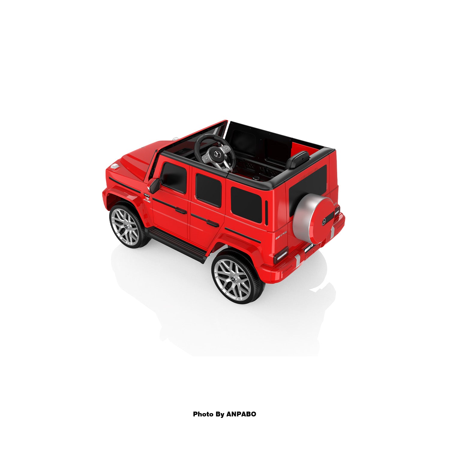 12V Licensed Mercedes-Benz G63 G-Wagon Ride-On: High Window, LED Lights & Music-red