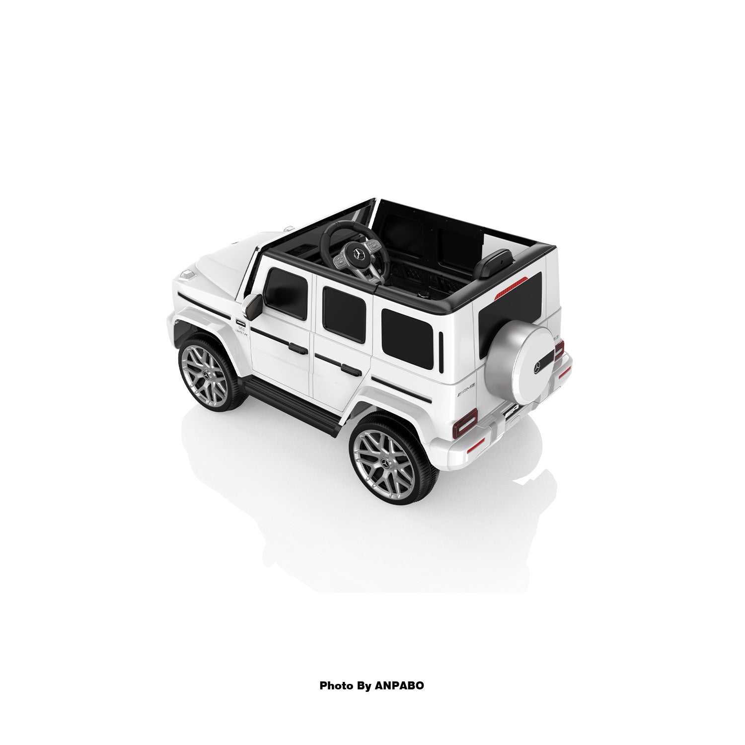 12V Licensed Mercedes-Benz G63 G-Wagon Ride-On: High Window, LED Lights & Music-white