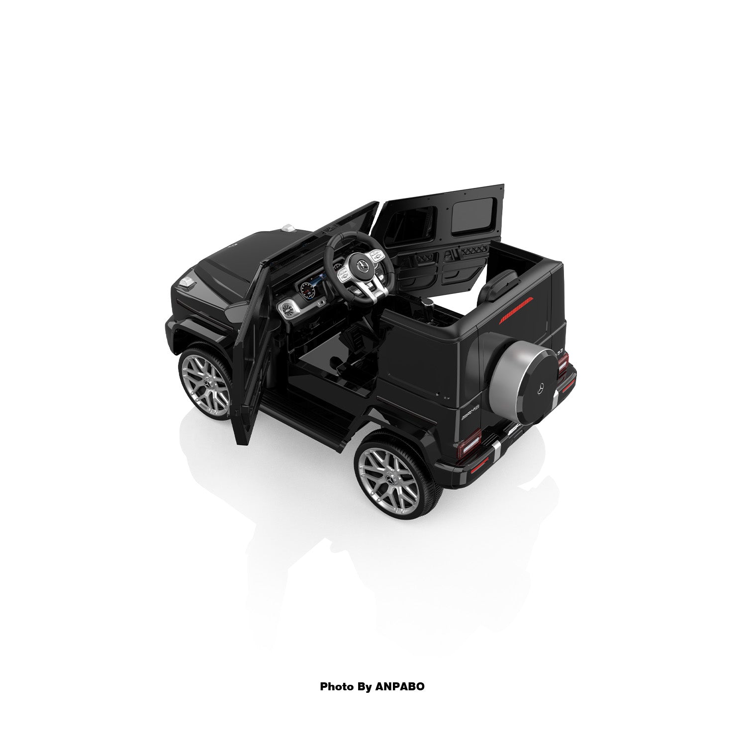 12V Licensed Mercedes-Benz G63 G-Wagon Ride-On: High Window, LED Lights & Music-black