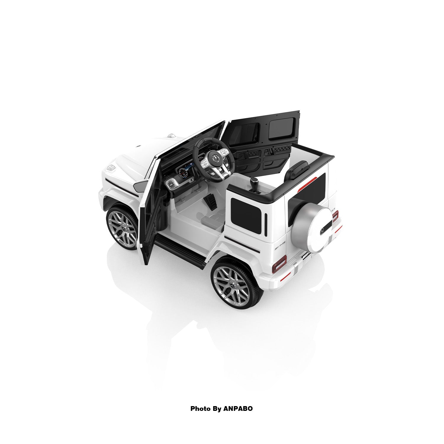 12V Licensed Mercedes-Benz G63 G-Wagon Ride-On: High Window, LED Lights & Music-white
