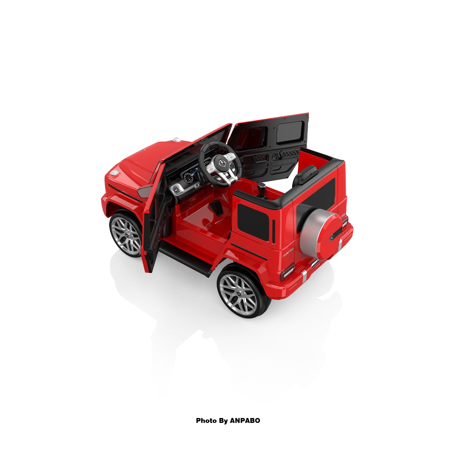 12V Licensed Mercedes-Benz G63 G-Wagon Ride-On: High Window, LED Lights & Music-red