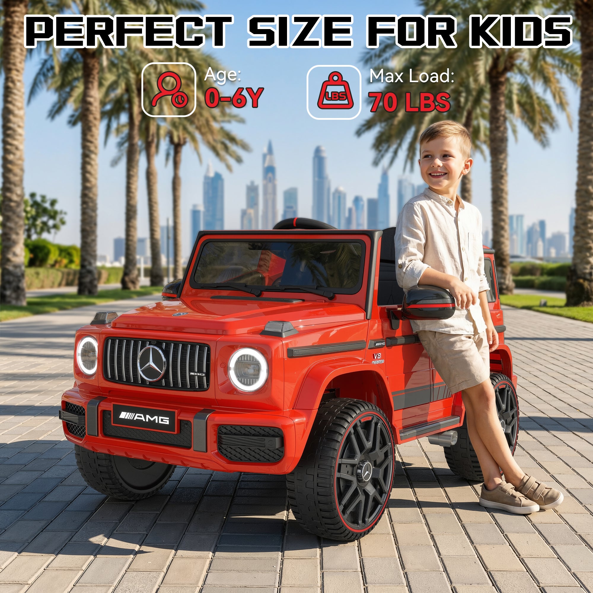 12V Mercedes-Benz Licensed G63 Kids Ride On Car/SUV with Remote Control-red