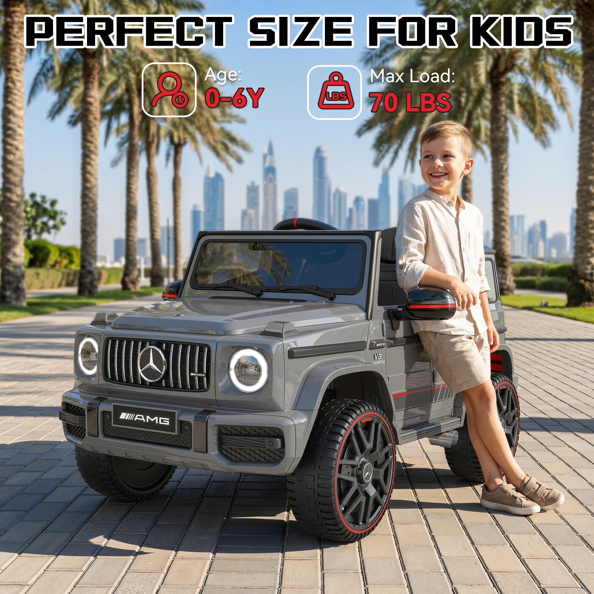 12V Mercedes-Benz Licensed G63 Kids Ride On Car/SUV with Remote Control-gray
