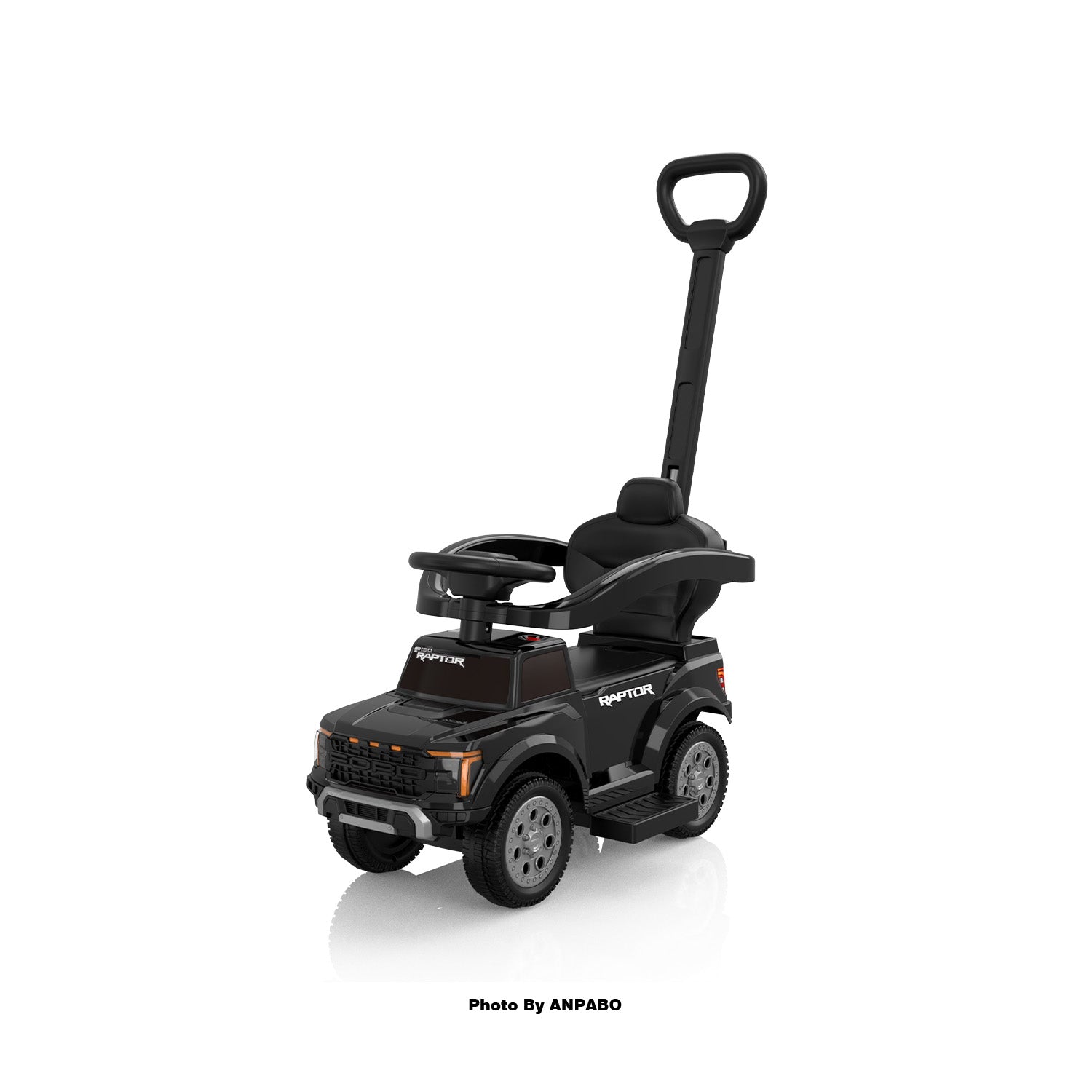 Licensed Ford Push Car for Toddlers Ride-On Toy with Headlights, Horn, and Parent Handle-black