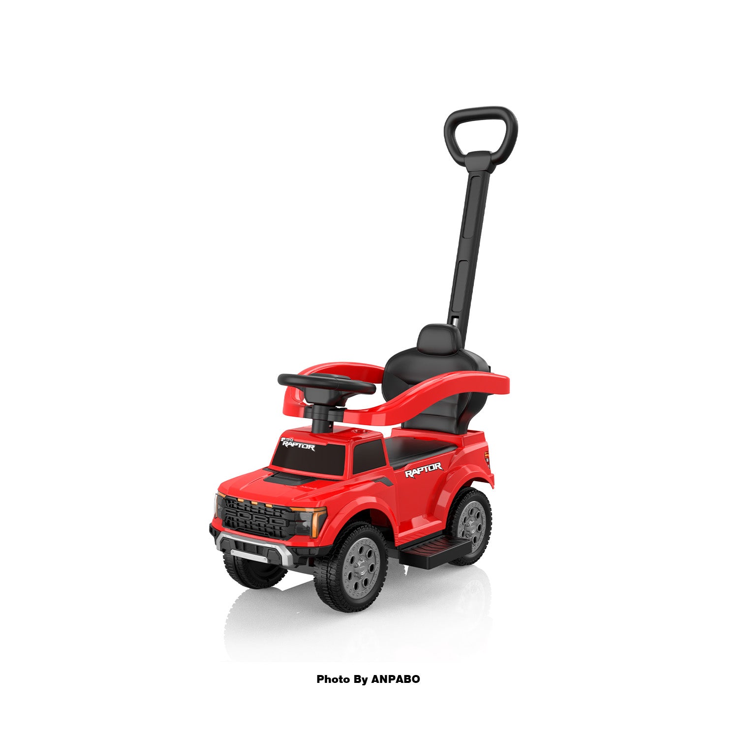 Licensed Ford Push Car for Toddlers Ride-On Toy with Headlights, Horn, and Parent Handle-red