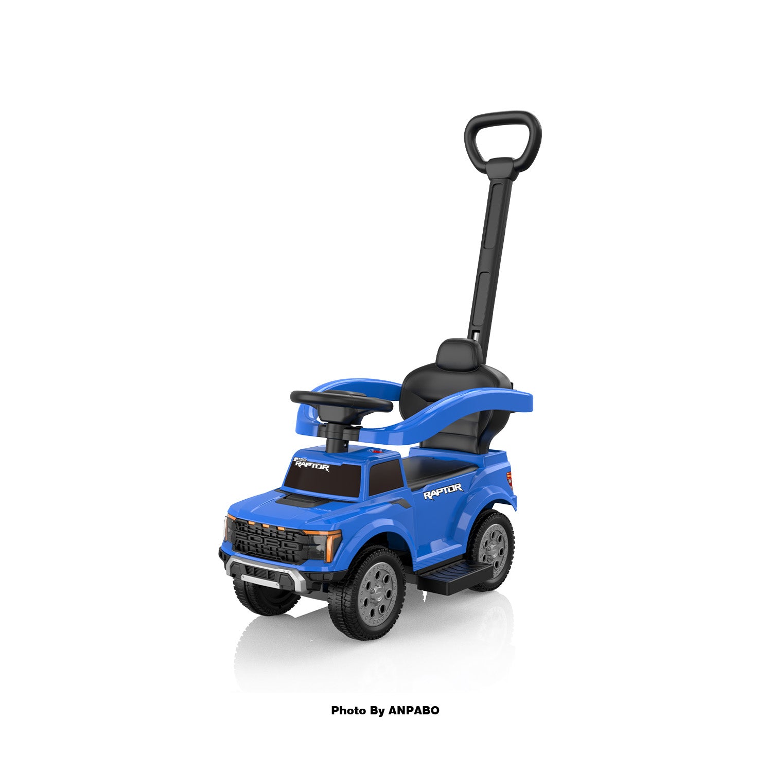 Licensed Ford Push Car for Toddlers Ride-On Toy with Headlights, Horn, and Parent Handle-blue