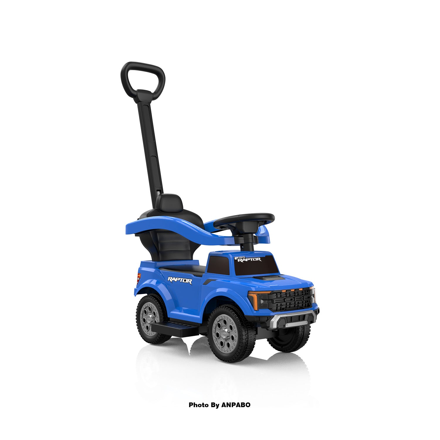 Licensed Ford Push Car for Toddlers Ride-On Toy with Headlights, Horn, and Parent Handle-blue