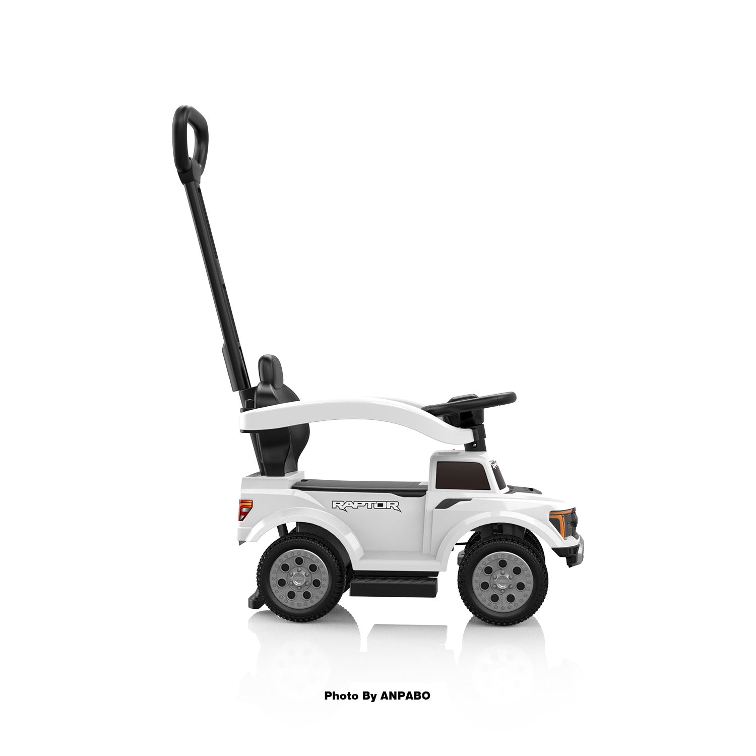 Licensed Ford Push Car for Toddlers Ride-On Toy with Headlights, Horn, and Parent Handle-white