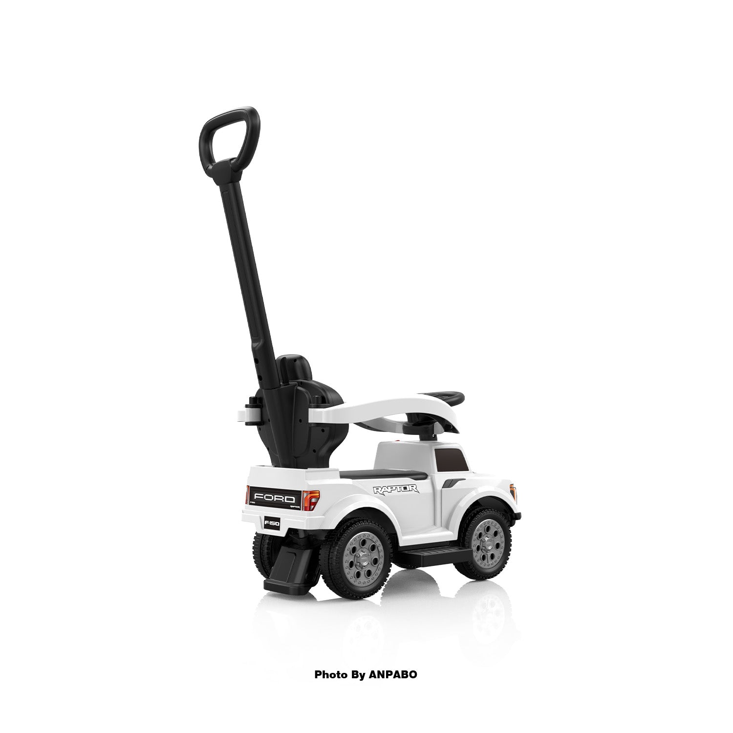 Licensed Ford Push Car for Toddlers Ride-On Toy with Headlights, Horn, and Parent Handle-white