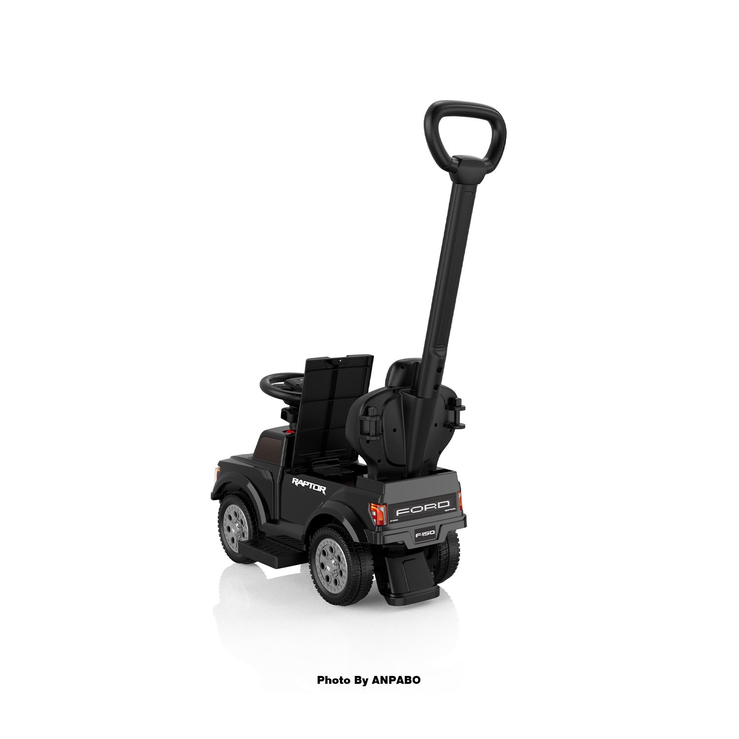 Licensed Ford Push Car for Toddlers Ride-On Toy with Headlights, Horn, and Parent Handle-black