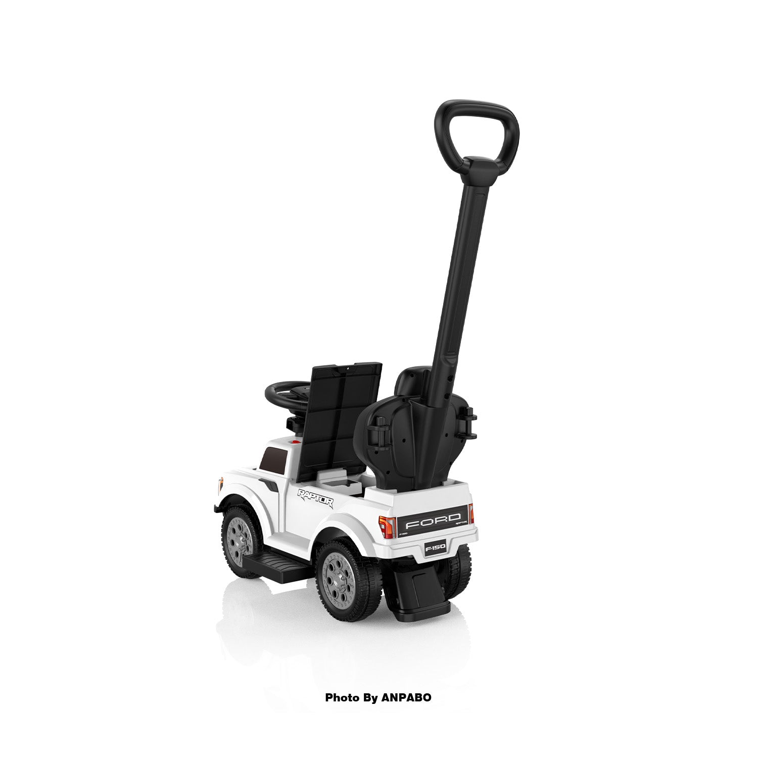 Licensed Ford Push Car for Toddlers Ride-On Toy with Headlights, Horn, and Parent Handle-white