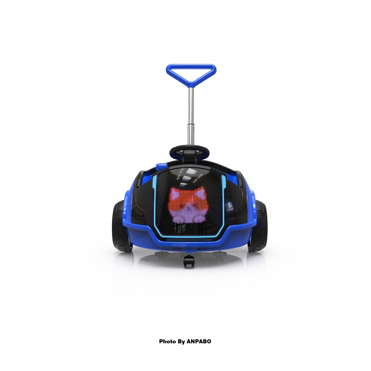 ANPABO 3-in-1 Electric Push Ride-On Car with Interactive LED Screen-blue