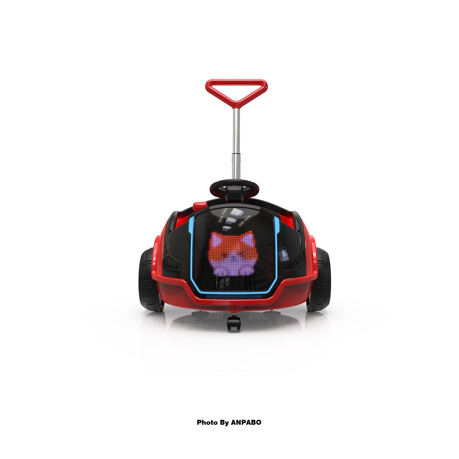 ANPABO 3-in-1 Electric Push Ride-On Car with Interactive LED Screen-red