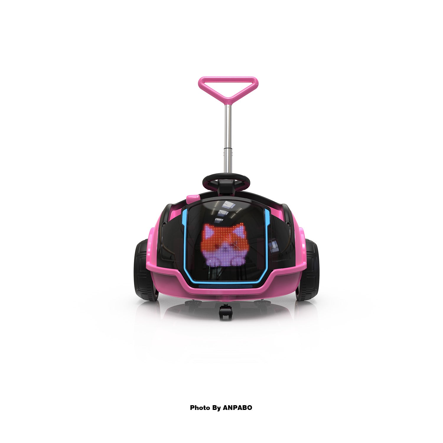 ANPABO 3-in-1 Electric Push Ride-On Car with Interactive LED Screen-pink