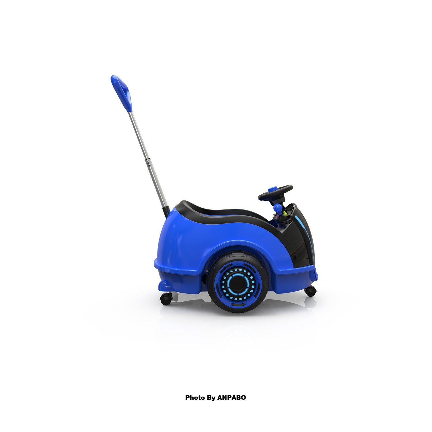 ANPABO 3-in-1 Electric Push Ride-On Car with Interactive LED Screen-blue