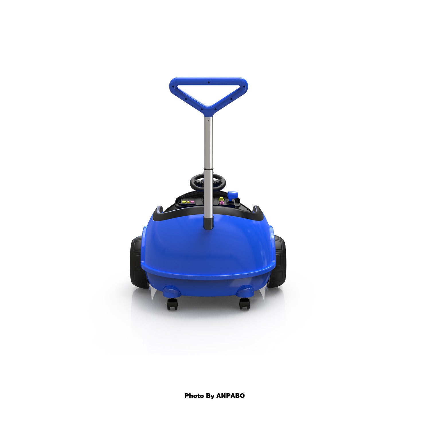 ANPABO 3-in-1 Electric Push Ride-On Car with Interactive LED Screen-blue