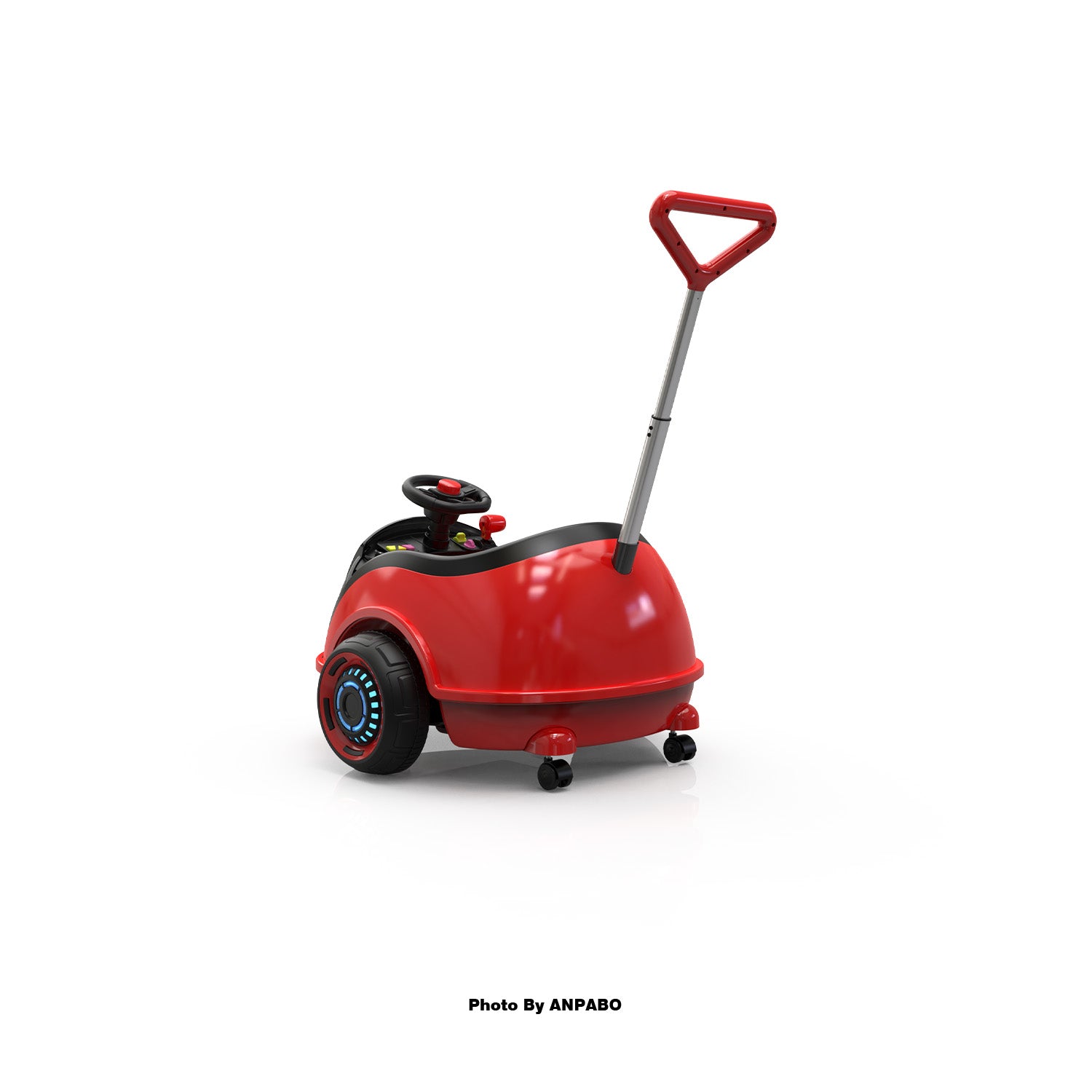 ANPABO 3-in-1 Electric Push Ride-On Car with Interactive LED Screen-red