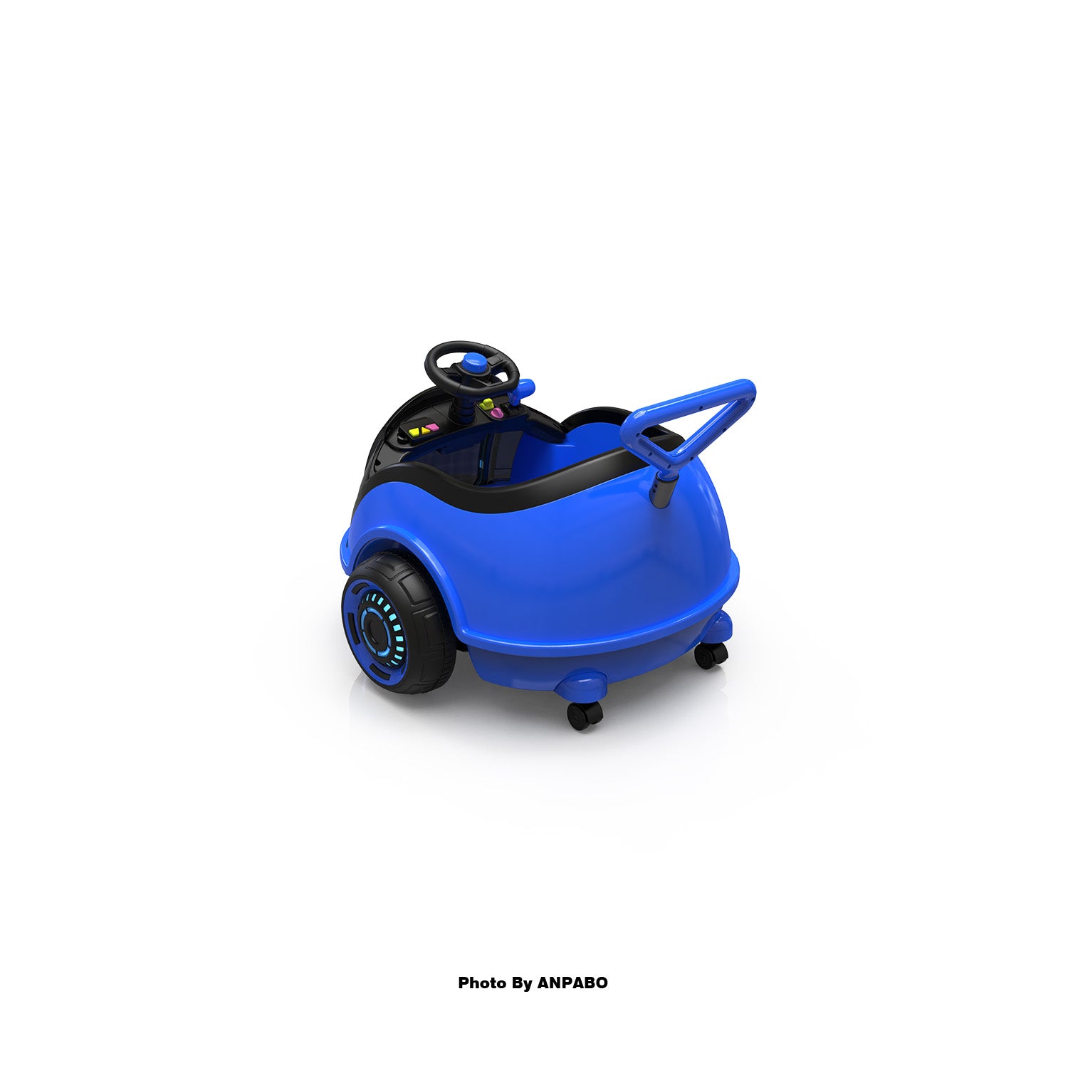 ANPABO 3-in-1 Electric Push Ride-On Car with Interactive LED Screen-blue