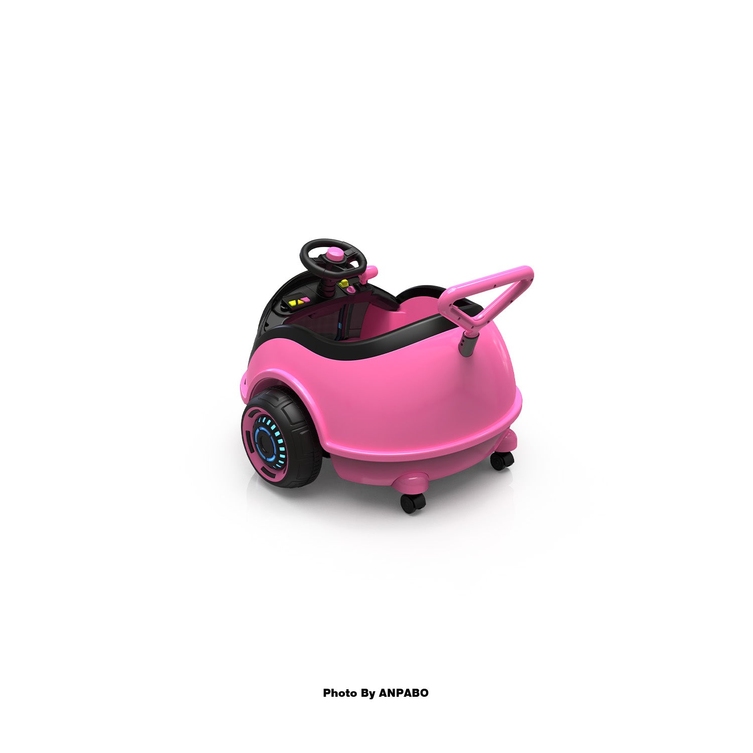ANPABO 3-in-1 Electric Push Ride-On Car with Interactive LED Screen-pink